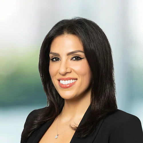 A photo of attorney, Gouya Ranekouhi, against a softly blurred office background