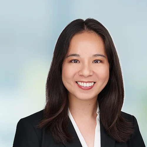 A photo of attorney Bernice Wu against a softly blurred office background
