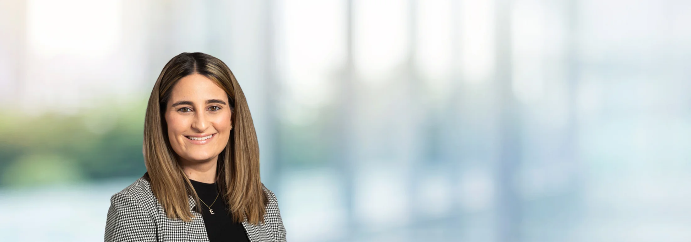 A photo of attorney, Andrea Rosenkranz, against a softly blurred office background